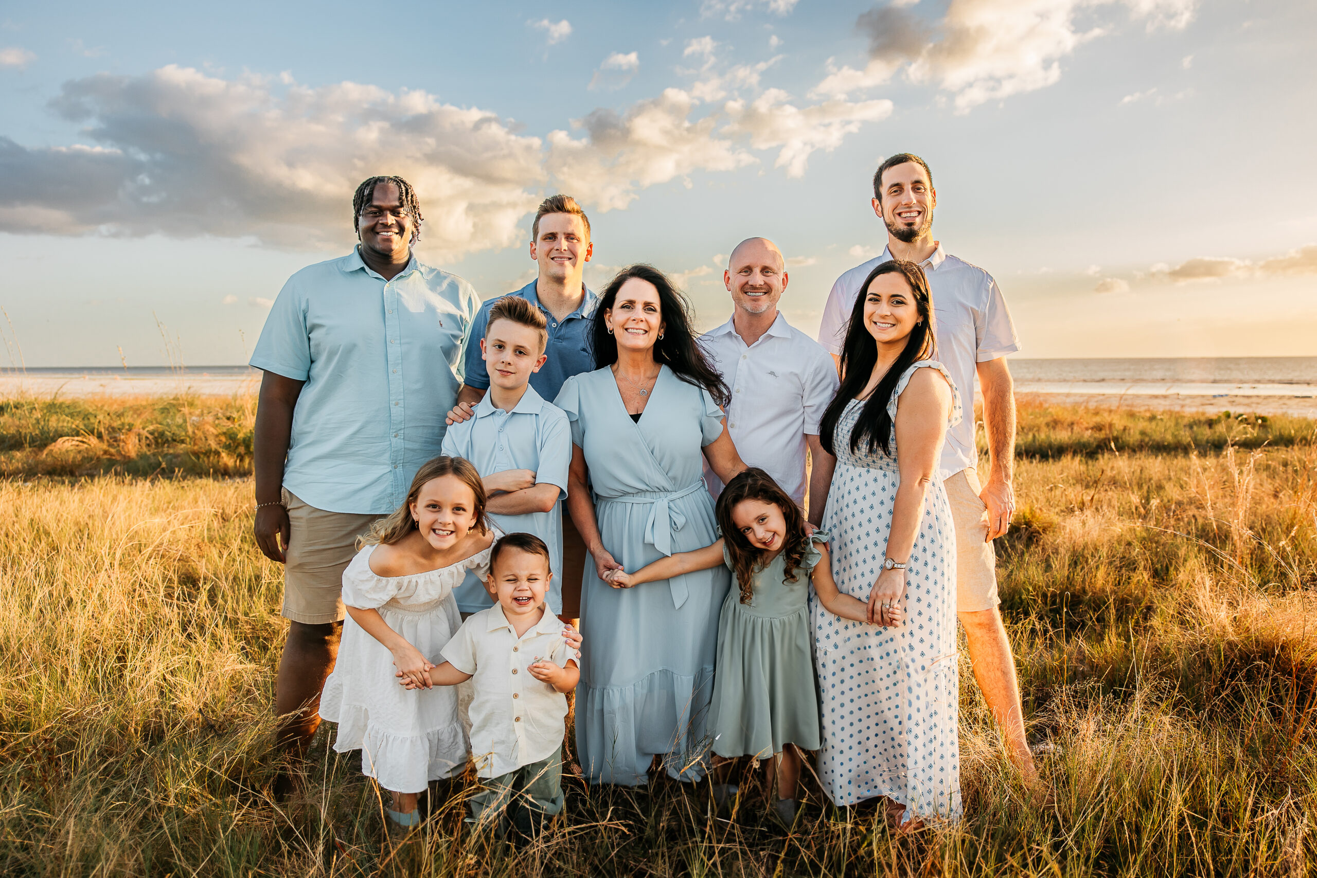 extended family beach session at bowditch point park in fort myers florida